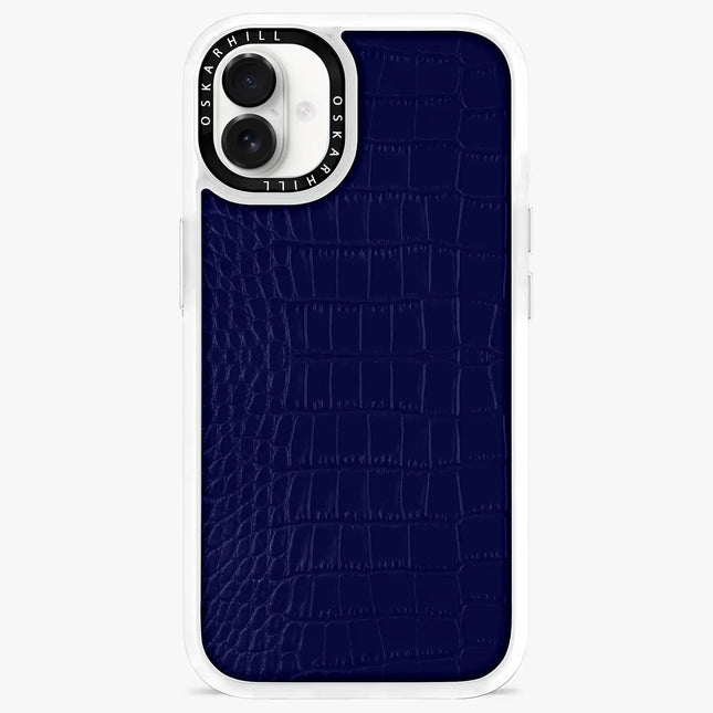 Coque iPhone 16 Plus Alligator classique — Bleu nuit