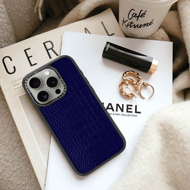 Coque iPhone 13 Pro Elite Alligator — Bleu nuit