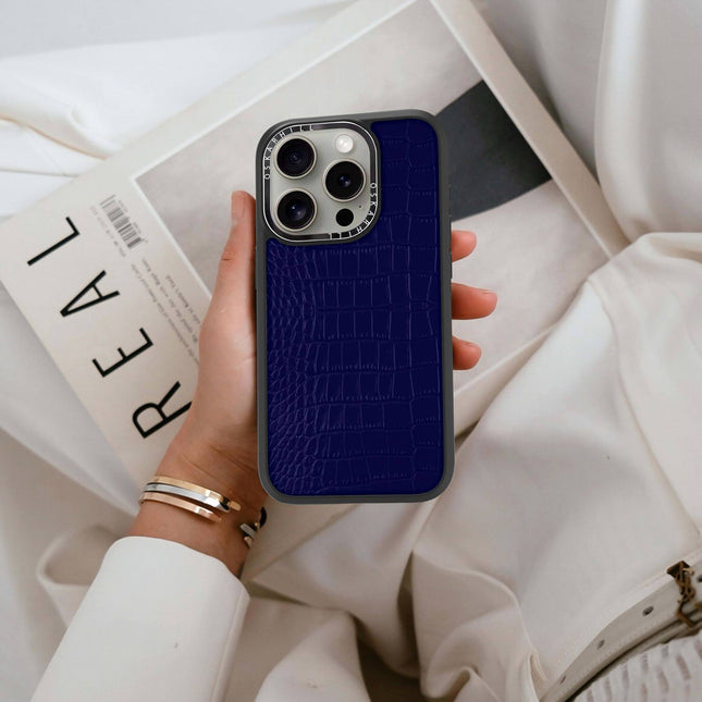 Coque iPhone 13 Pro Elite Alligator — Bleu nuit