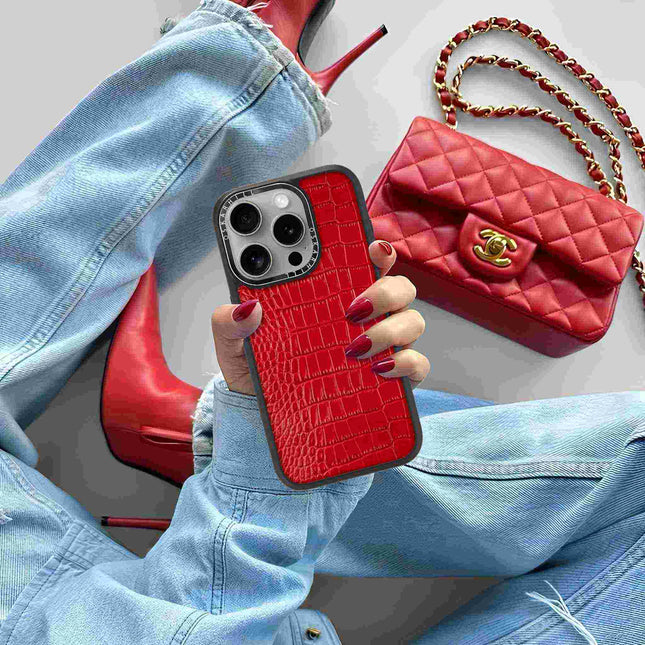 Coque iPhone 15 Pro Max Elite Alligator — Rouge Saint-Valentin