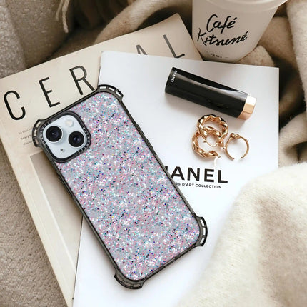 Coque iPhone 14 Bounce — Paillettes givrées étoilées