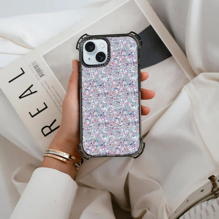 Coque iPhone 15 Bounce — Paillettes givrées étoilées