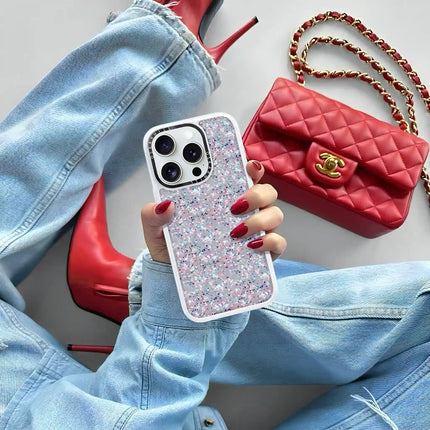 Coque iPhone 14 Pro Classic — Paillettes givrées étoilées