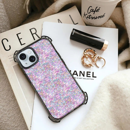 Coque iPhone 15 Plus Bounce — Paillettes pastel crépusculaires