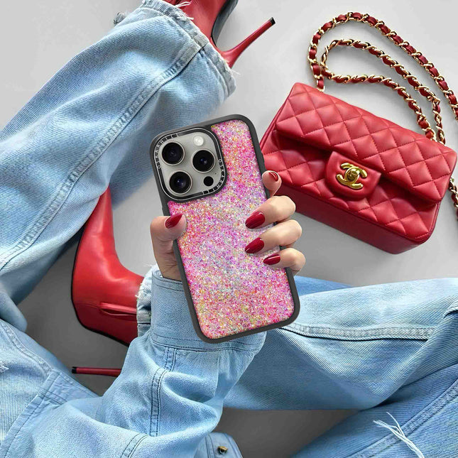 iPhone 15 Pro Max Case Elite — Pink Glitter