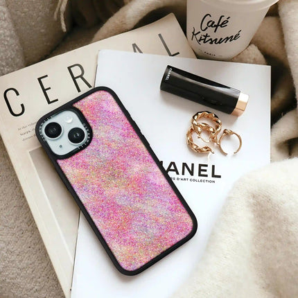 Coque iPhone 15 Elite — Paillettes roses