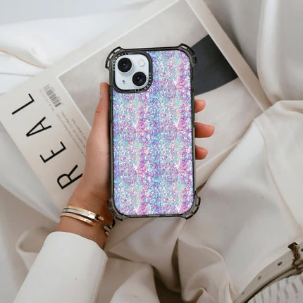 Coque iPhone 13 Bounce — Paillettes violet-bleu pastel