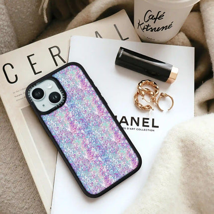 iPhone 15 Plus Case Elite – Pastell-Lila-Blau-Glitzer