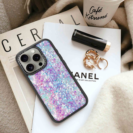 Coque iPhone 13 Pro Elite — Paillettes violet-bleu pastel