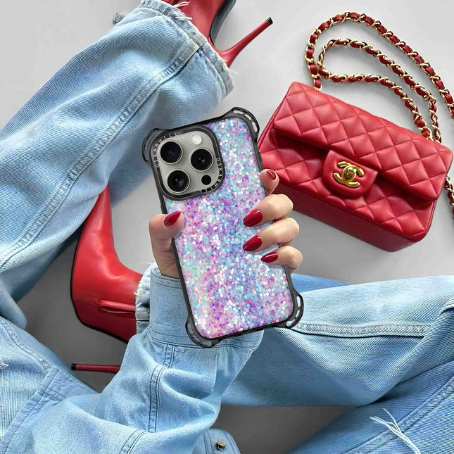 iPhone 14 Pro Case Bounce — Pastel Purple-Blue Glitter