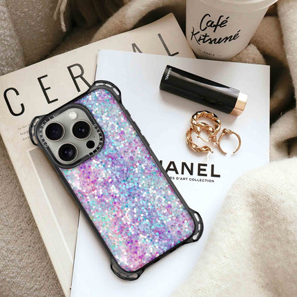 Coque iPhone 13 Pro Bounce — Paillettes violet-bleu pastel