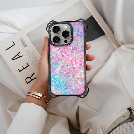 Coque iPhone 15 Pro Bounce — Paillettes multicolores pastel