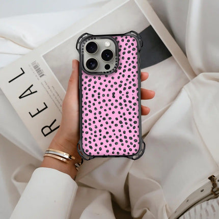 Coque iPhone 14 Pro Max Bounce — Motif à pois rose pailleté