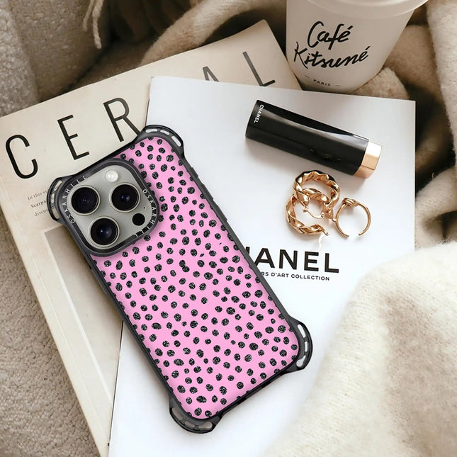 iPhone 14 Pro Max Case Bounce — Glitter Polka Pink