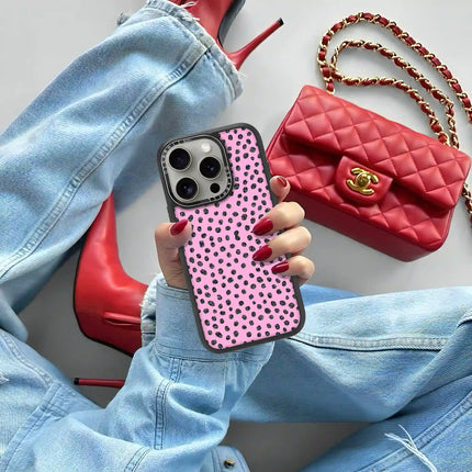 Coque Elite pour iPhone 15 Pro Max — Motif à pois rose pailleté