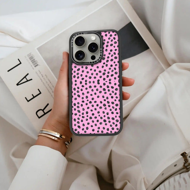 iPhone 16 Pro Elite MagSafe Compatible Glitter Polka Pink Case