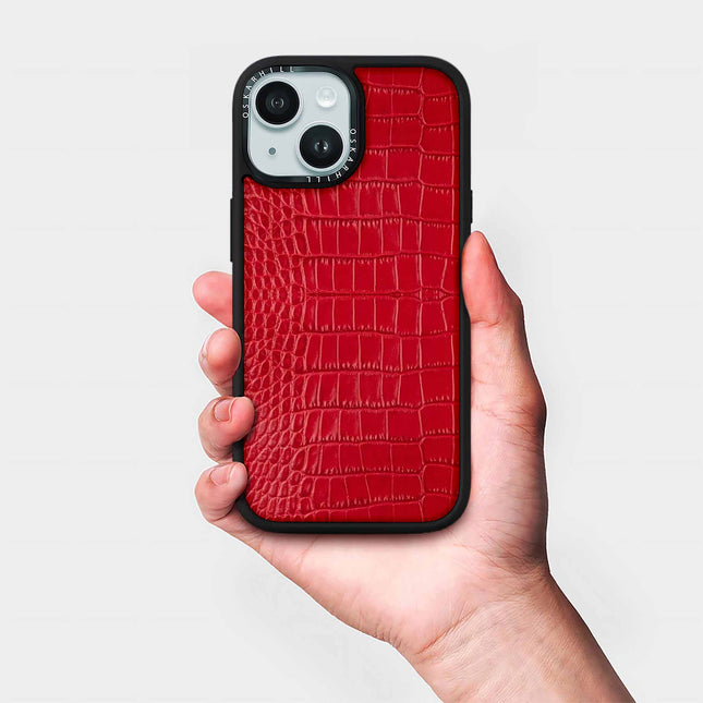 Coque iPhone 15 Plus Elite Alligator — Rouge Saint-Valentin