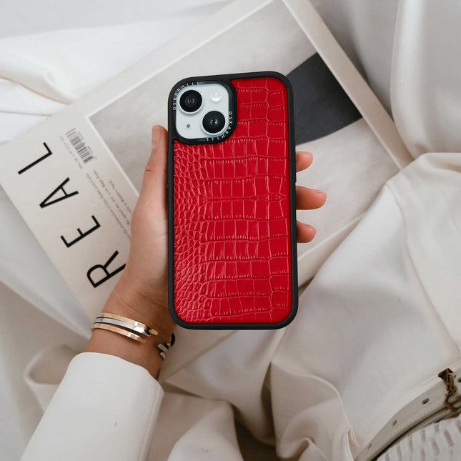 Coque iPhone 14 Plus Elite Alligator — Rouge Saint-Valentin