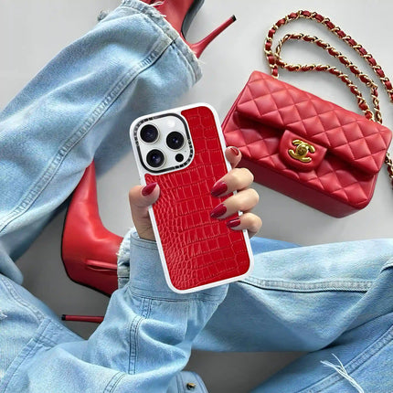 iPhone 15 Pro Case Classic Alligator — Valentine Red