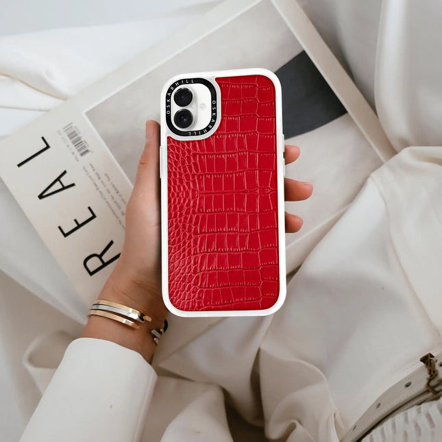 iPhone 16 in Classic Alligator MagSafe Compatible Valentine Red