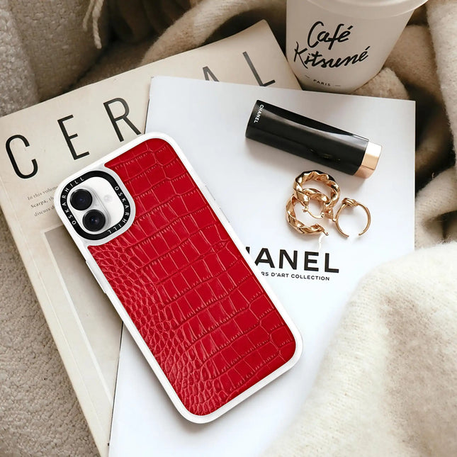 iPhone 16 Plus Case Classic Alligator — Valentine Red