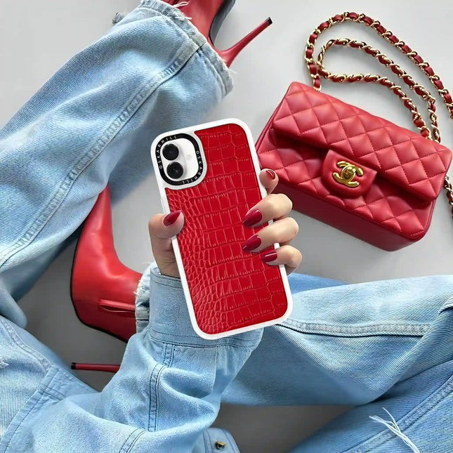 iPhone 16 Plus Hülle Classic Alligator – Valentinstagsrot