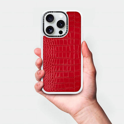 Coque iPhone 16 Pro Max Alligator classique — Rouge Cornell