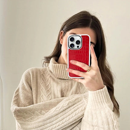 iPhone 15 Pro Case Classic Alligator — Valentine Red