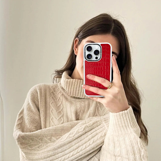 iPhone 16 Pro Hülle Classic Alligator – Valentinstagsrot