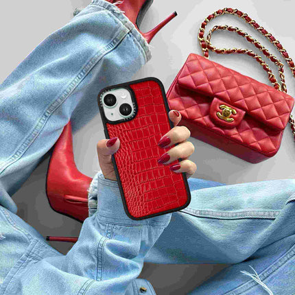 Coque iPhone 13 Mini Elite Alligator — Rouge Saint-Valentin