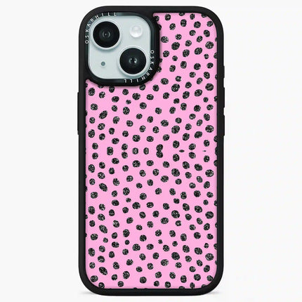 Coque iPhone 13 Elite — Polka Dots Rose pailleté