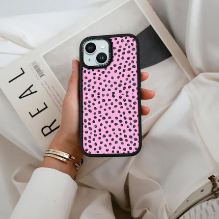 Coque iPhone 13 Elite — Polka Dots Rose pailleté