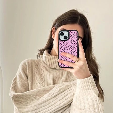 Coque Elite pour iPhone 15 Plus — Motif à pois rose pailleté