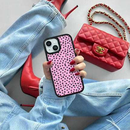 Coque Elite pour iPhone 15 Plus — Motif à pois rose pailleté