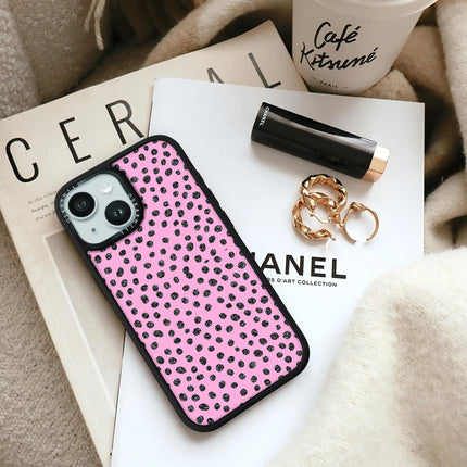 Coque Elite pour iPhone 14 Plus — Motif à pois rose pailleté