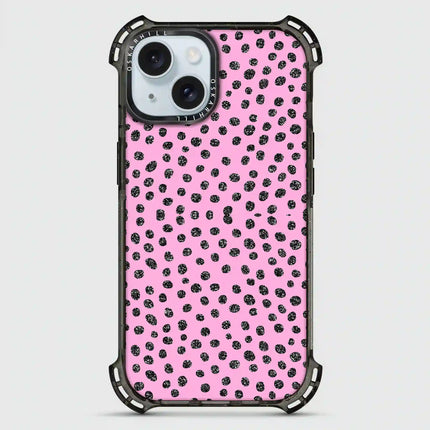 Coque iPhone 13 Mini Bounce — Motif à pois pailletés rose