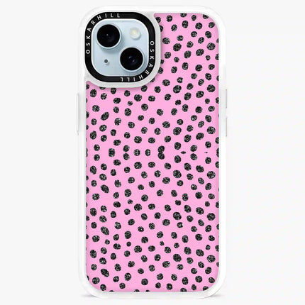 Coque classique pour iPhone 13 Mini — Motif à pois rose pailleté