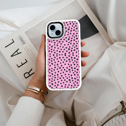 Coque classique pour iPhone 13 Mini — Motif à pois rose pailleté