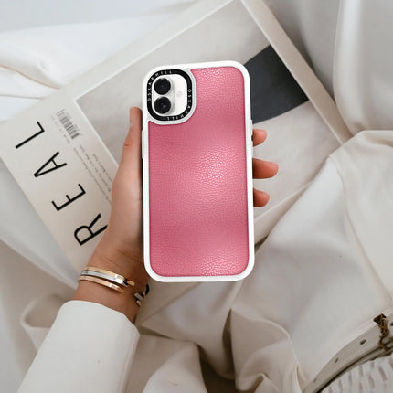 Coque iPhone 16 Plus en cuir classique — Rose sale