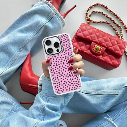 Coque classique pour iPhone 13 Pro Max — Motif à pois rose pailleté