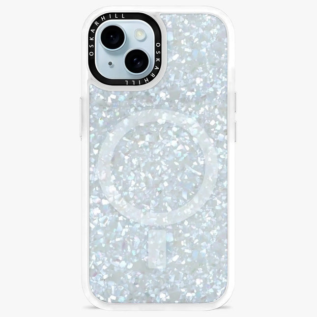 iPhone 14 in Classic MagSafe Compatible Crystal Frost Shimmer Case