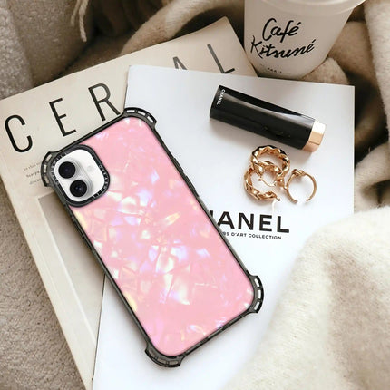 Coque iPhone 16 Bounce — Glitter Blush Prism Pearl