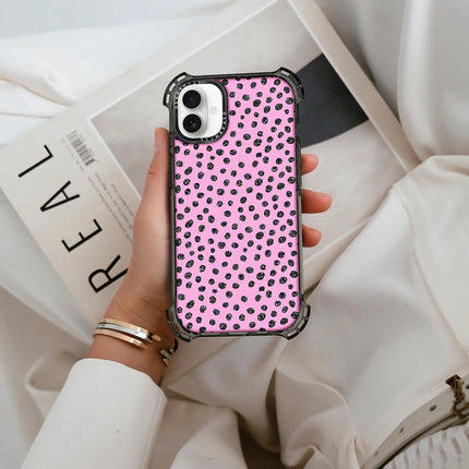 Coque iPhone 16 Plus Bounce CASE — Paillettes à pois roses