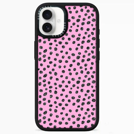 Coque Elite pour iPhone 16 Plus — Motif à pois rose pailleté