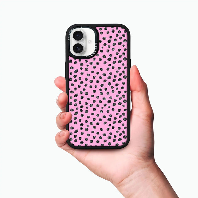 iPhone 16 Hülle Elite – Glitzer Polka Pink