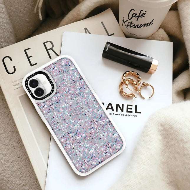 Coque iPhone 16 Classic — Paillettes givrées étoilées