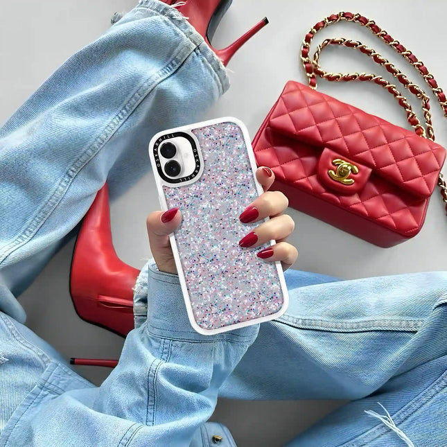 Coque iPhone 16 Classic — Paillettes givrées étoilées