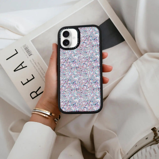 Coque iPhone 16 Elite — Paillettes givrées étoilées