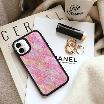 Coque iPhone 16 Elite — Paillettes roses