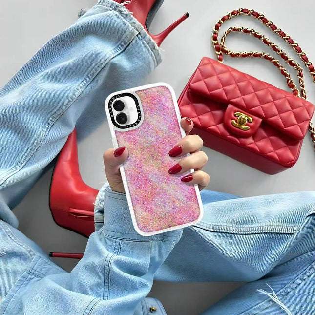 Coque iPhone 16 Classic — Paillettes roses